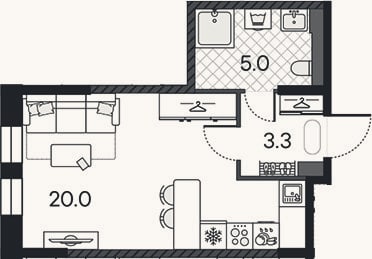 Планировка: Студия, 28,3 м²