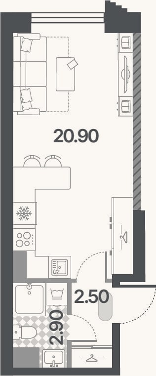 Планировка: Студия, 26,3 м²