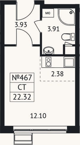 Планировка: Студия, 22,3 м²