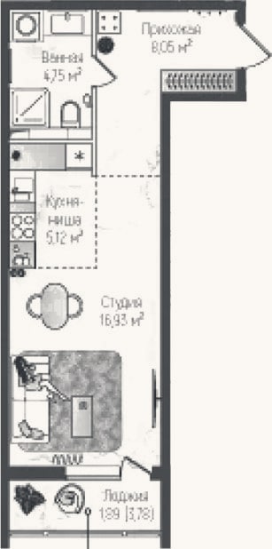 Планировка: Студия, 30,1 м²