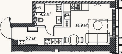 Планировка: Студия, 24,8 м²
