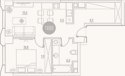 Планировка: 2-к, 47,2 м²