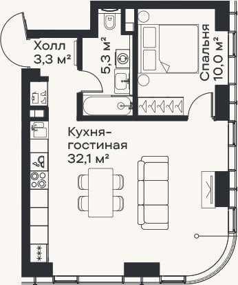 Планировка: 2-к, 50,7 м²