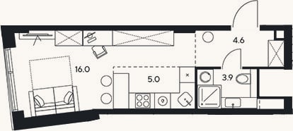 Планировка: Студия, 29,5 м²