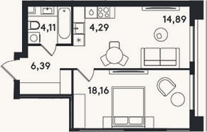 Планировка: 2-к, 47,8 м²