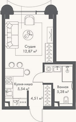 Планировка: Студия, 28,2 м²