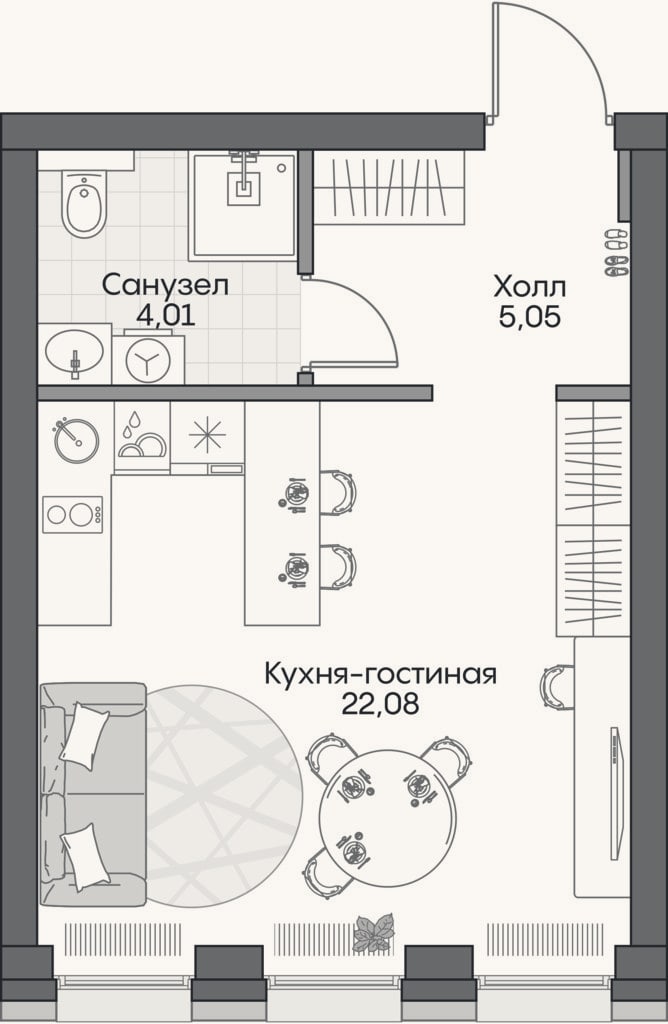 Планировка: Студия, 30,2 м²