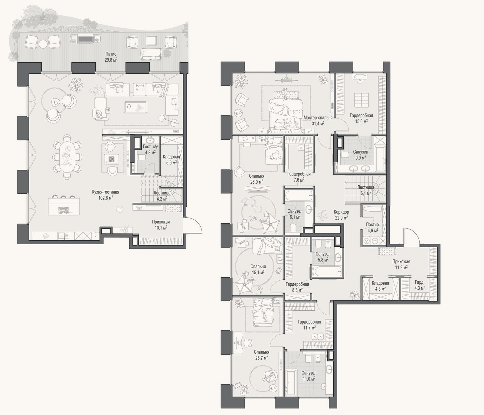 Планировка: 4+ к, 355,5 м²