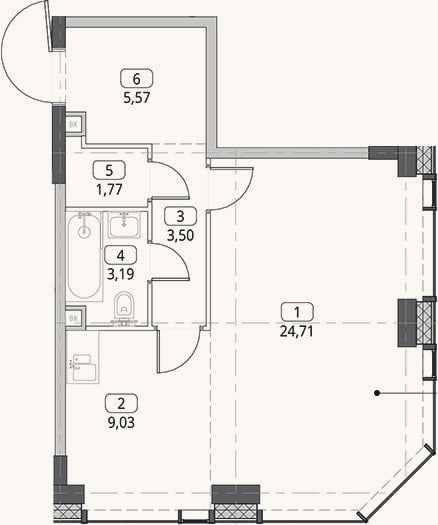 Планировка: Студия, 47,8 м²