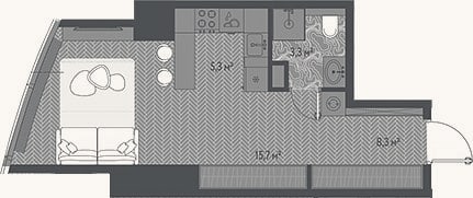 Планировка: Студия, 32,6 м²