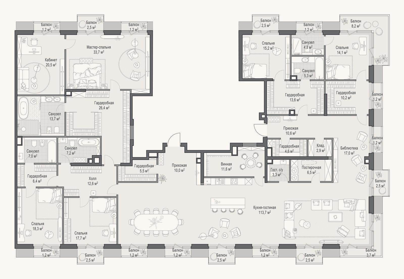 Планировка: 4+ к, 404,5 м²