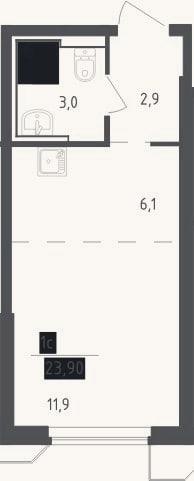 Планировка: Студия, 24,6 м²