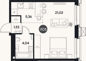 Планировка: Студия, 32 м²