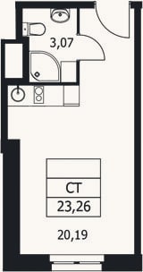Планировка: Студия, 23,3 м²