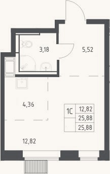 Планировка: Студия, 25,9 м²