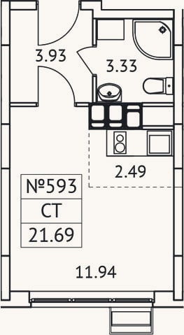 Планировка: Студия, 21,7 м²