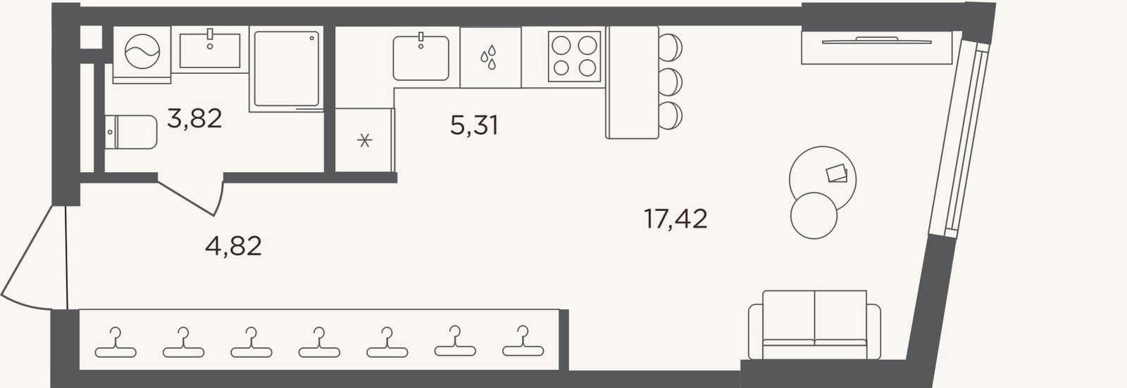 Планировка: Студия, 31,4 м²