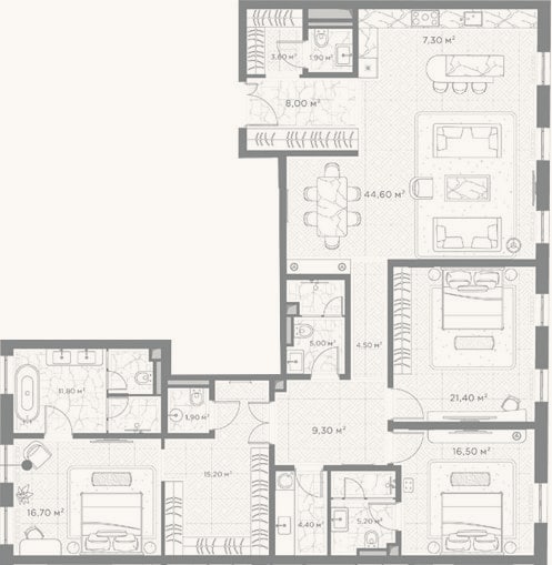 Планировка: 3-к, 177,3 м²