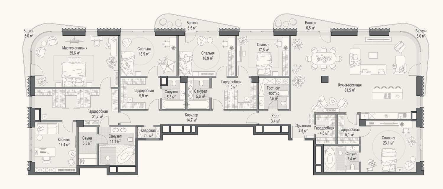 Планировка: 4+ к, 330,1 м²