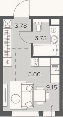 Планировка: Студия, 22,3 м²