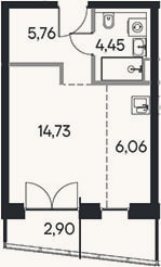 Планировка: Студия, 31 м²