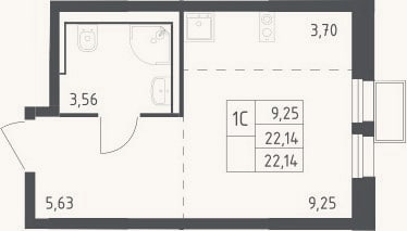 Планировка: Студия, 22,1 м²