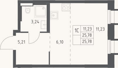 Планировка: Студия, 25,8 м²