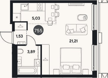 Планировка: Студия, 31,7 м²
