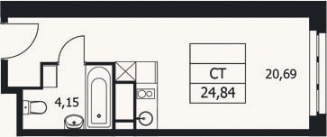 Планировка: Студия, 24,8 м²