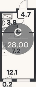 Планировка: Студия, 27,8 м²
