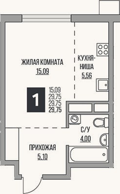 Планировка: Студия, 29,8 м²