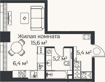 Планировка: Студия, 32,6 м²