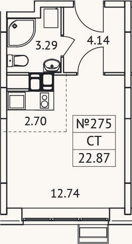 Планировка: Студия, 22,9 м²