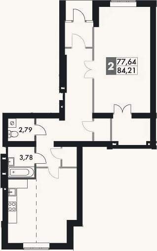 Планировка: Своб. план., 84,2 м²