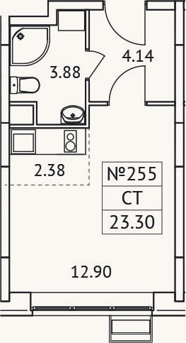 Планировка: Студия, 23,3 м²