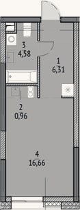 Планировка: Студия, 28,5 м²