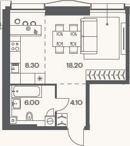 Планировка: Студия, 36,6 м²