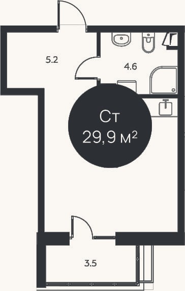 Планировка: Студия, 28,8 м²
