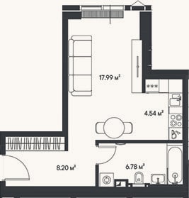 Планировка: Студия, 37,5 м²
