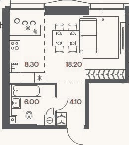 Планировка: Студия, 36,6 м²