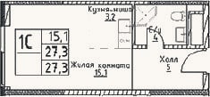 Планировка: Студия, 27,3 м²