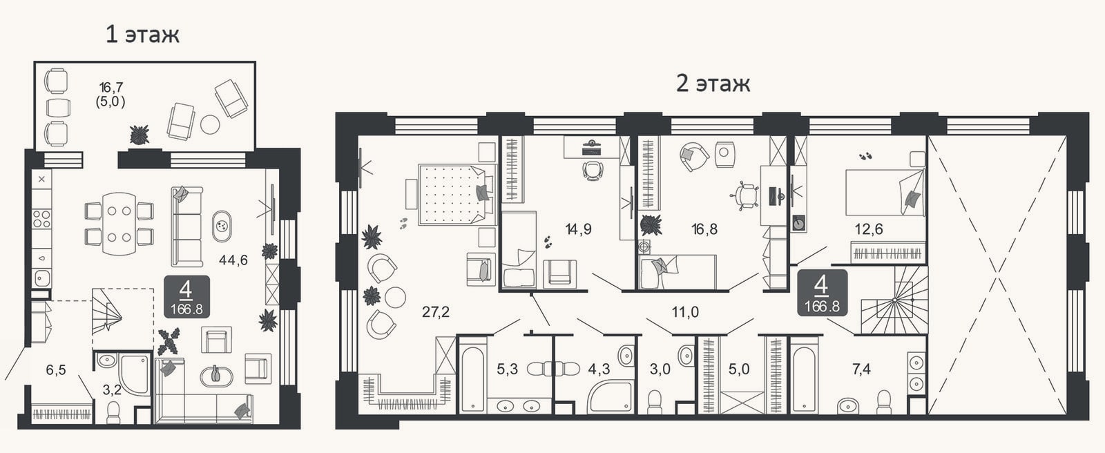 Планировка: 4+ к, 163,9 м²