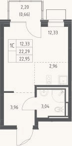 Планировка: Студия, 22,3 м²
