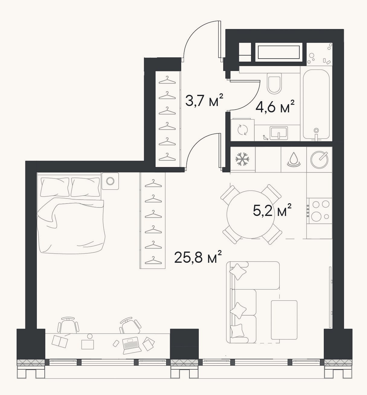 Планировка: Студия, 39,3 м²