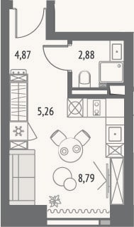 Планировка: Студия, 22,2 м²