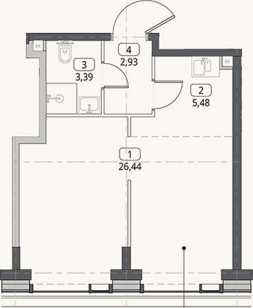 Планировка: Студия, 38,2 м²