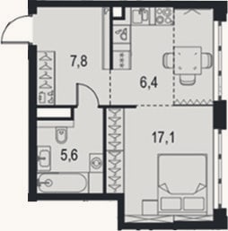 Планировка: Студия, 36,9 м²