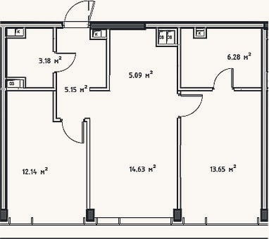 Планировка: 3-к, 62,2 м²