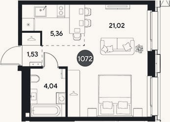Планировка: Студия, 32 м²