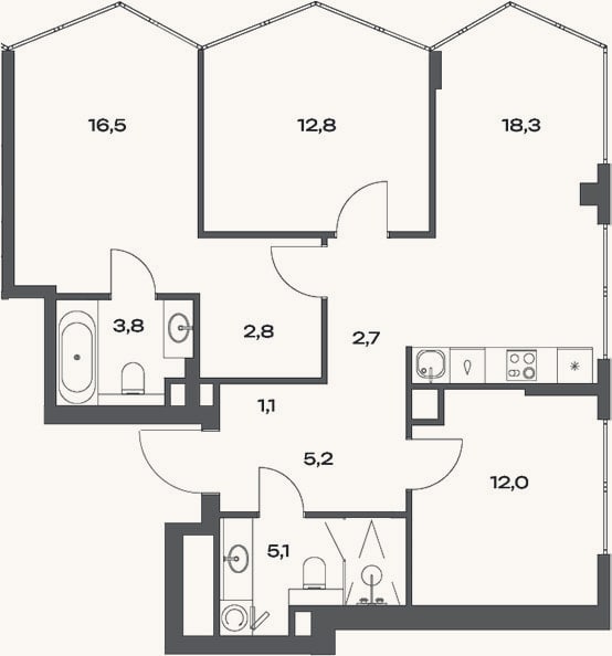 Планировка: 4+ к, 81,6 м²